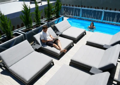 DeskPlex coworking space in Hawthorn with rooftop pool, outdoor deck and lounge seating