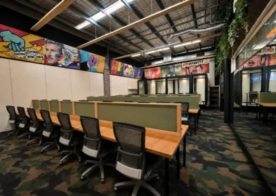 The DeskPlex 42-desk Executive Headquarters in Hawthorn provides a spacious, fully furnished corporate office for larger teams, combining dedicated workstations with private meeting facilities and premium on-site amenities.