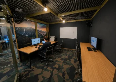 Private team office at DeskPlex Hawthorn with dedicated desks, monitors and ergonomic workstations
